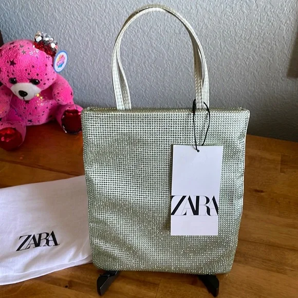 Zara pink cheap tote bag